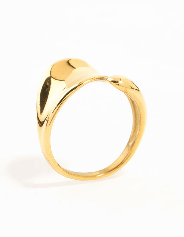 Waterproof Gold Plated Stainless Steel Bold Wrapped Ring