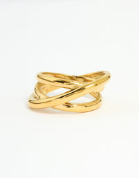 Waterproof Gold Plated Stainless Steel Multi Row Wrap Ring - link has visual effect only