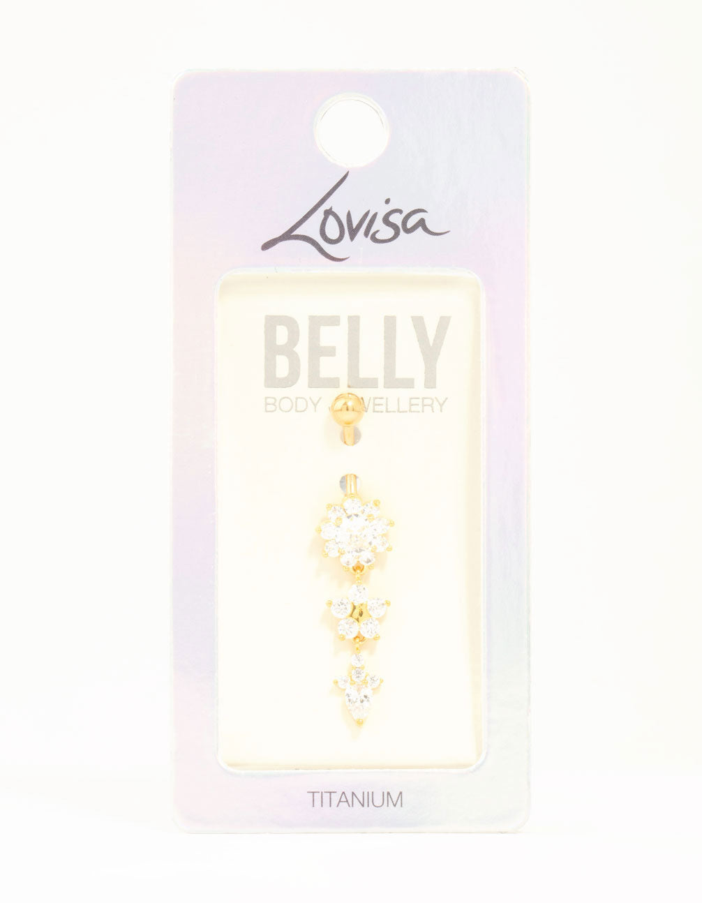 Gold Plated Titanium Flower Drop Belly Bar