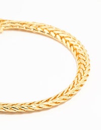 Gold Flat Wide Curb Chain Bracelet - link has visual effect only