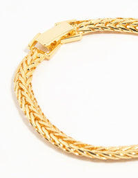 Gold Flat Wide Curb Chain Bracelet - link has visual effect only