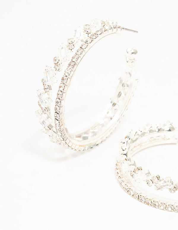 Silver Cubic Zirconia Hoop Earrings