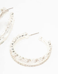 Silver Cubic Zirconia Hoop Earrings - link has visual effect only
