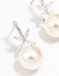 Silver Star Cubic Zirconia & Pearl Drop Earrings - link has visual effect only