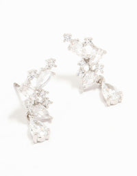 Silver Cubic Zirconia Drop Stud Earrings - link has visual effect only