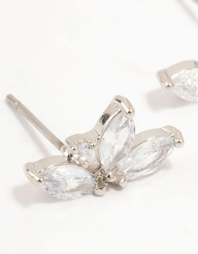 Silver Small Cubic Zirconia Stud Earrings