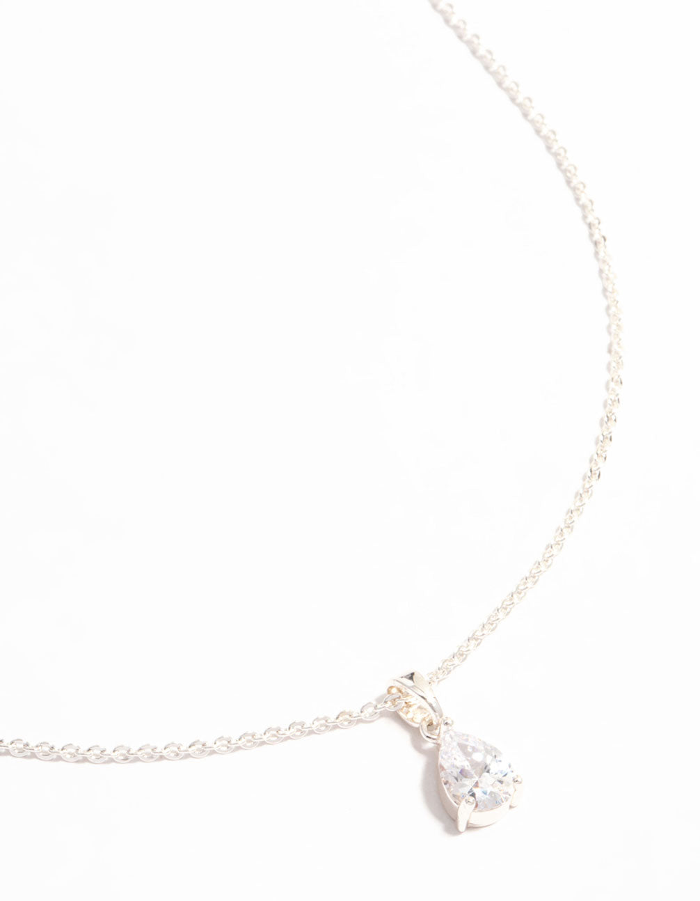 Silver Elegant Pear Shaped Cubic Zirconia Necklace