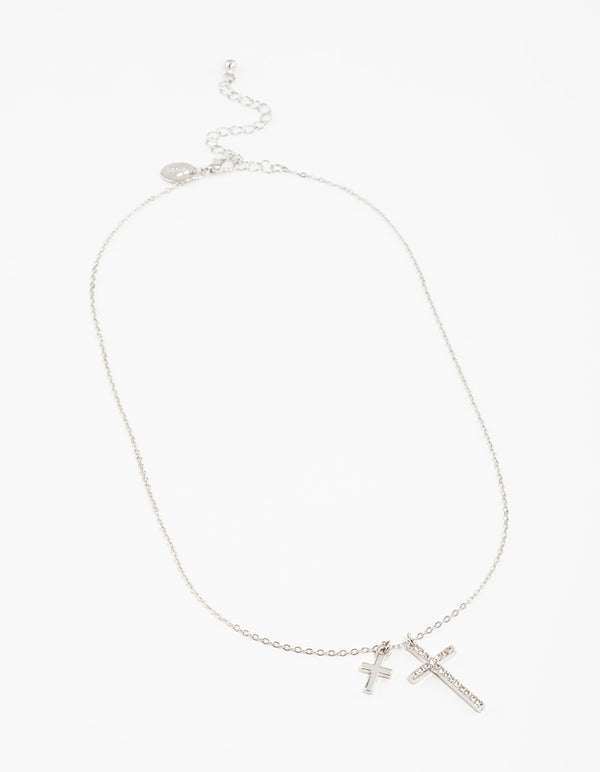 Silver Cross Charm Necklace