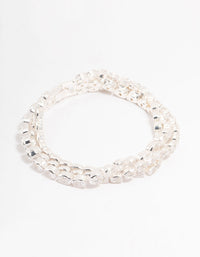 Silver Layered Oval Cubic Zirconia Bracelet - link has visual effect only
