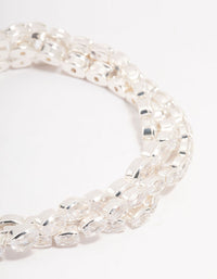 Silver Layered Oval Cubic Zirconia Bracelet - link has visual effect only