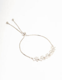 Silver Plated Cubic Zirconia Floral Toggle Bracelet - link has visual effect only
