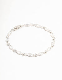 Silver Almond Cubic Zirconia Tennis Bracelet - link has visual effect only