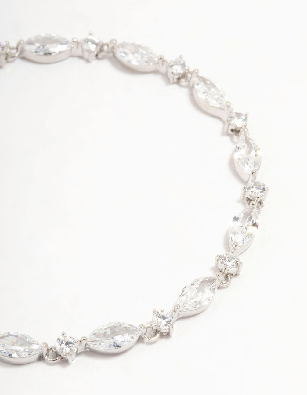 Silver Almond Cubic Zirconia Tennis Bracelet
