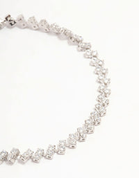 Silver Cubic Zirconia  Tennis Toggle Bracelet - link has visual effect only