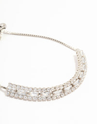 Silver Layered Cupchain Cubic Zirconia Toggle Bracelet - link has visual effect only