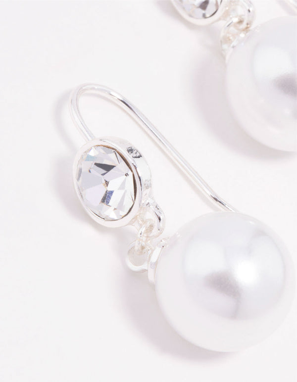 Silver Pearl & Czech Bohemia Crystal Drop Earrings
