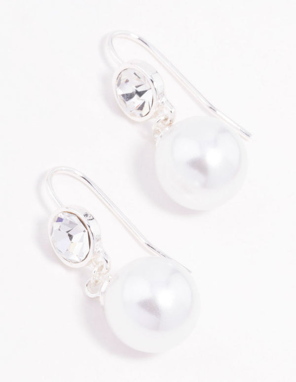 Silver Pearl & Czech Bohemia Crystal Drop Earrings