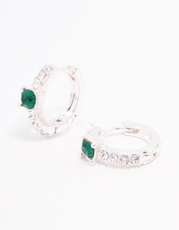 Silver Green Czech Bohemia Crystal Huggie Earrings - link has visual effect only