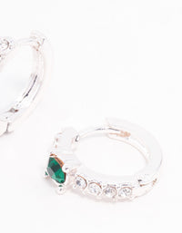 Silver Green Czech Bohemia Crystal Huggie Earrings - link has visual effect only