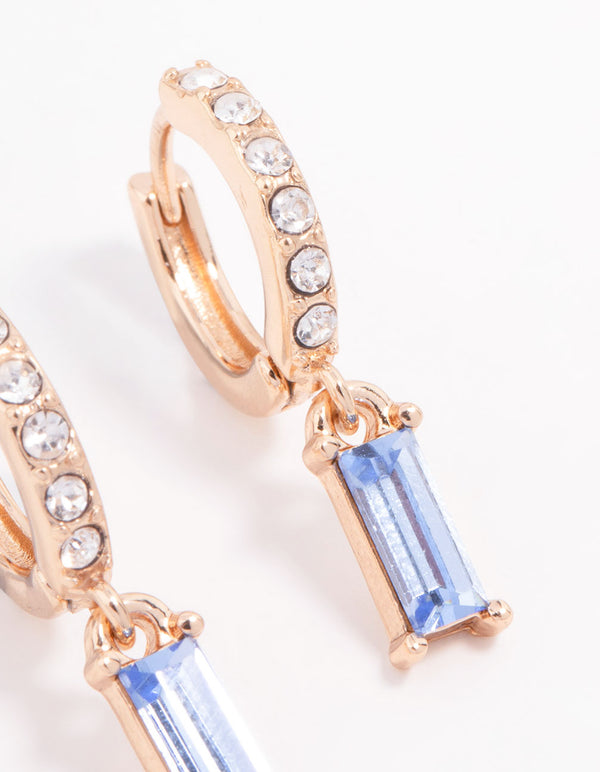 Blue Czech Bohemia Crystal Huggie Earrings