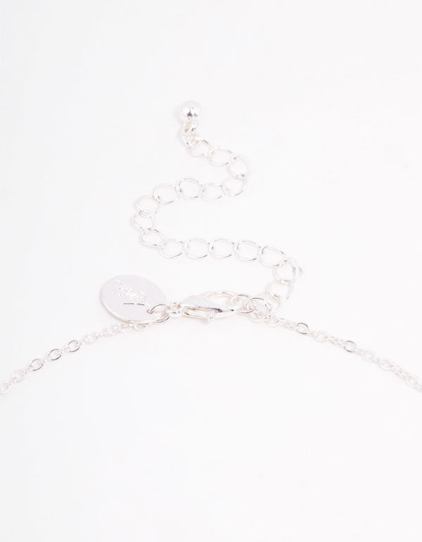 Silver Czech Bohemia Crystal Princess Cut Earrings & Necklace Set