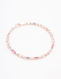 Pink Baguette & Round Czech Bohemia Crystal Clasp Bracelet - link has visual effect only