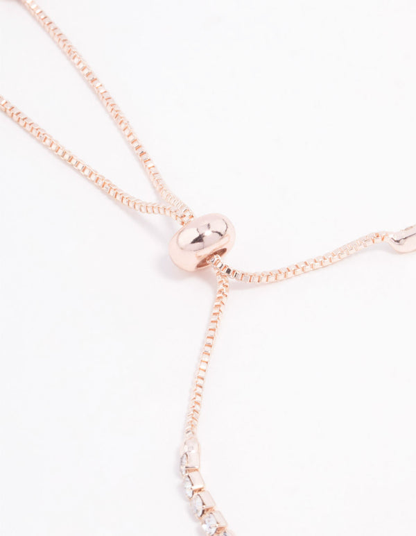 Rose Gold Czech Bohemia Crystal Cupchain Toggle Bracelet