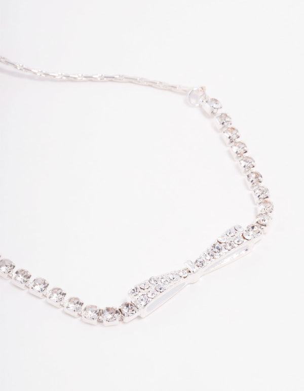 Silver Czech Bohemia Crystal  Cupchain Bow Toggle Bracelet