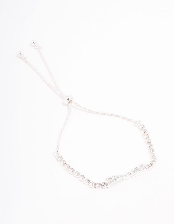 Silver Czech Bohemia Crystal  Cupchain Bow Toggle Bracelet