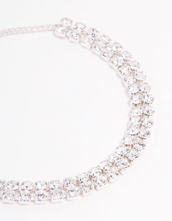 Silver Czech Bohemia Crystal Cup Chain Toggle Bracelet