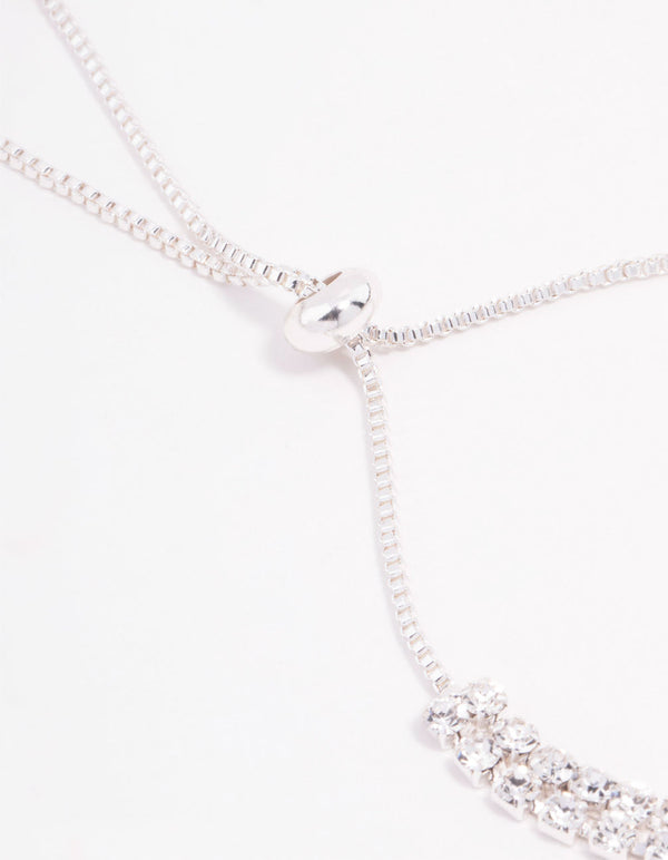 Silver Czech Bohemia Crystal Cup Chain Toggle Bracelet