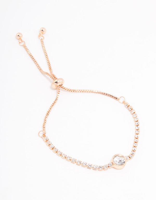 Rose Gold Bezel Czech Bohemia Crystal  Toggle Bracelet