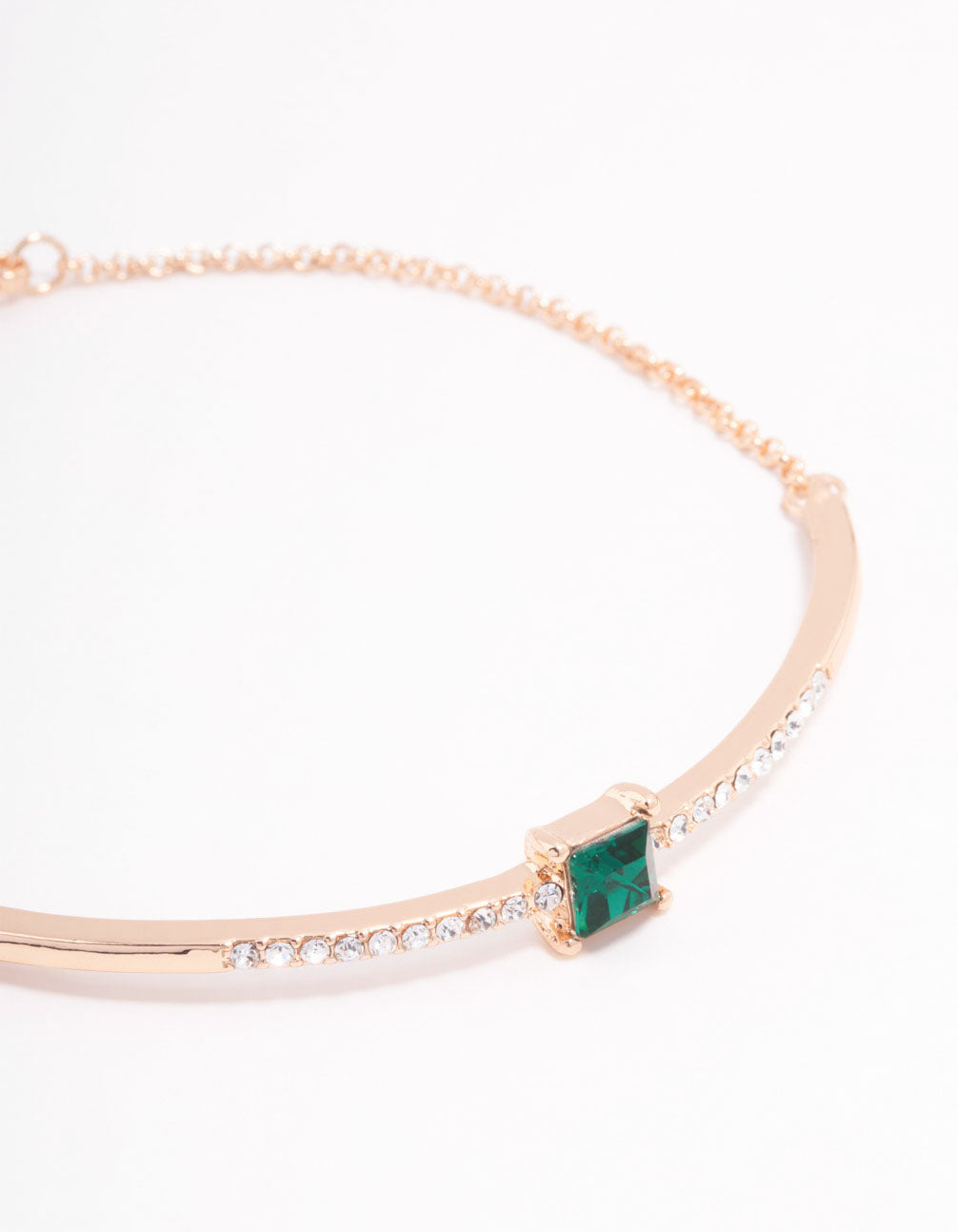 Green Czech Bohemia Crystal  Bar Square Toggle Bracelet
