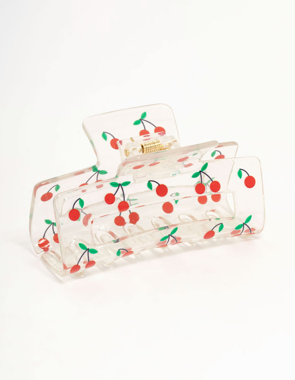 Cherry Rectangle Claw Clip