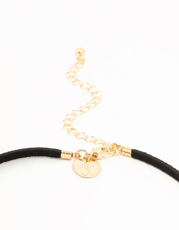 Gold Pearl Drop Cross Cord  Necklace