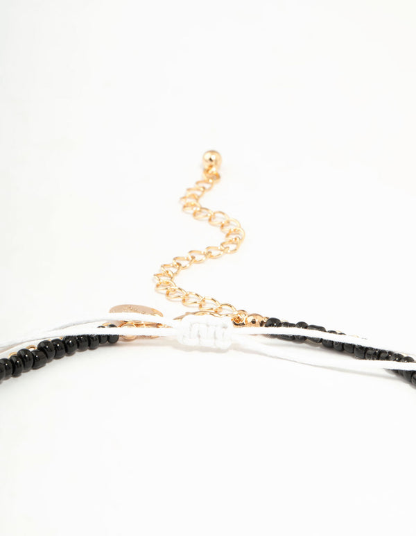 Shell & Black Cord Layered Necklace