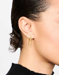 Waterproof Gold Plated Stainless Steel Pointed Puff Hoop Earrings - link has visual effect only