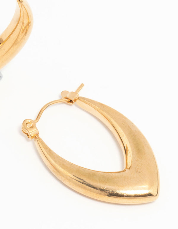 Waterproof Gold Plated Stainless Steel Pointed Puff Hoop Earrings
