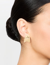 Waterproof Gold Plated Stainless Steel Rounded Hoop Stud Earrings - link has visual effect only