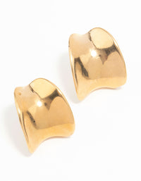 Waterproof Gold Plated Stainless Steel Rounded Hoop Stud Earrings - link has visual effect only