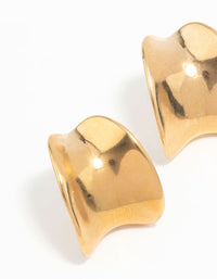 Waterproof Gold Plated Stainless Steel Rounded Hoop Stud Earrings - link has visual effect only