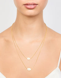 Waterproof Gold Plated Stainless Steel Layered Pearl Pendant Necklace - link has visual effect only