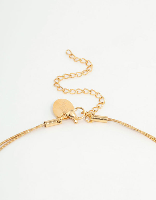 Waterproof Gold Plated Stainless Steel Layered Pearl Pendant Necklace