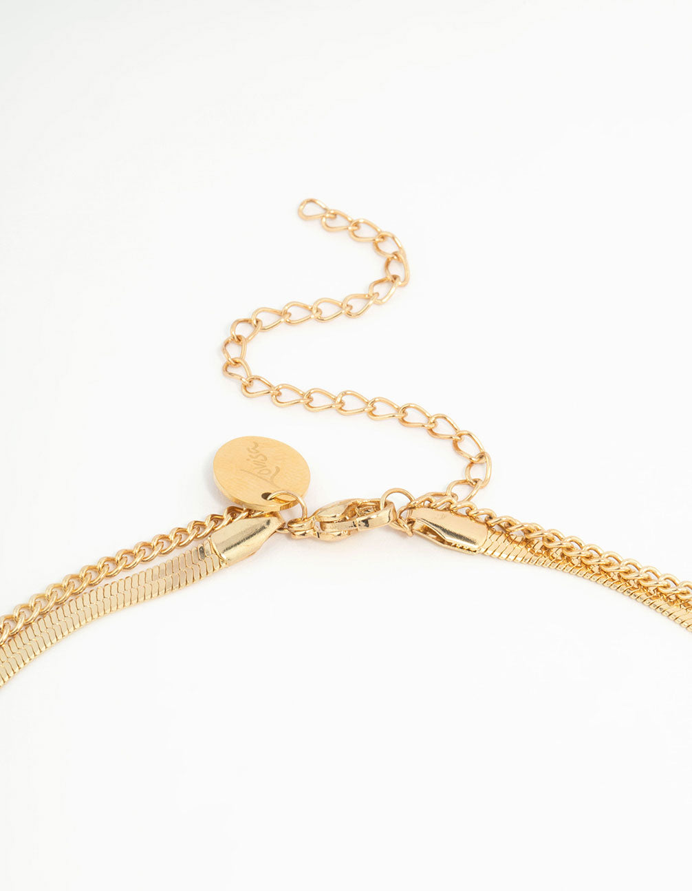 Waterproof Gold Plated Stainless Steel Cubic Zirconia Snake & Charm Layered Necklace