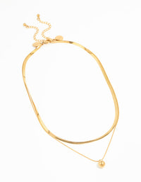 Waterproof Gold Plated Stainless Steel Layered Ball & Snake Chain Necklace - link has visual effect only
