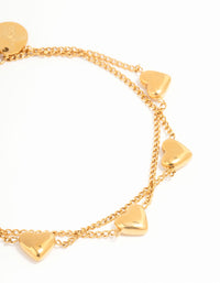 Waterproof Gold Plated Stainless Steel  Heart Charm Bracelet - link has visual effect only