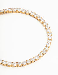 Waterproof Gold Plated Stainless Steel Cubic Zirconia Tennis Bracelet - link has visual effect only