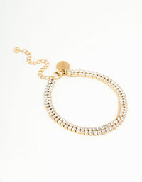 Waterproof Gold Plated Stainless Steel Diamante Layered Tennis Bracelet - link has visual effect only