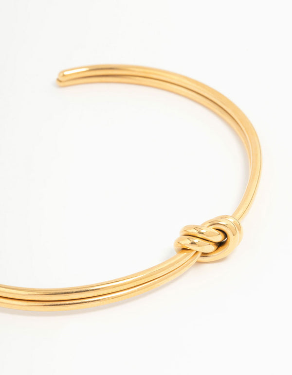 Waterproof Gold Plated Stainless Steel Knotted Wrist Cuff