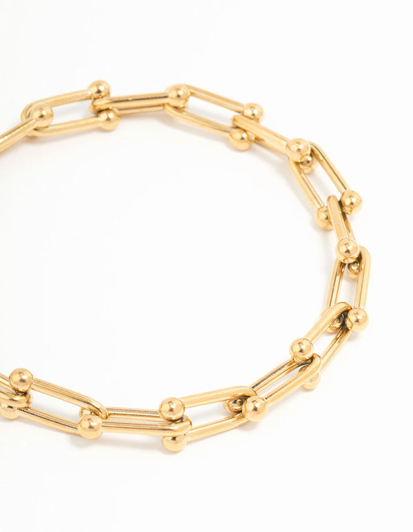 Waterproof Gold Plated Stainless Steel Hardware Chain Bracelet